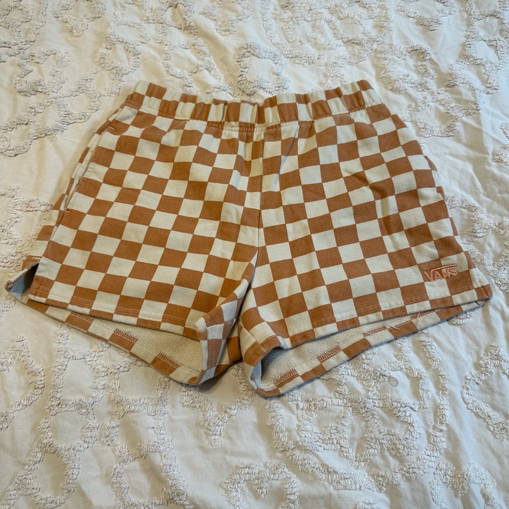 Vans Brown and Cream Checkered Shorts